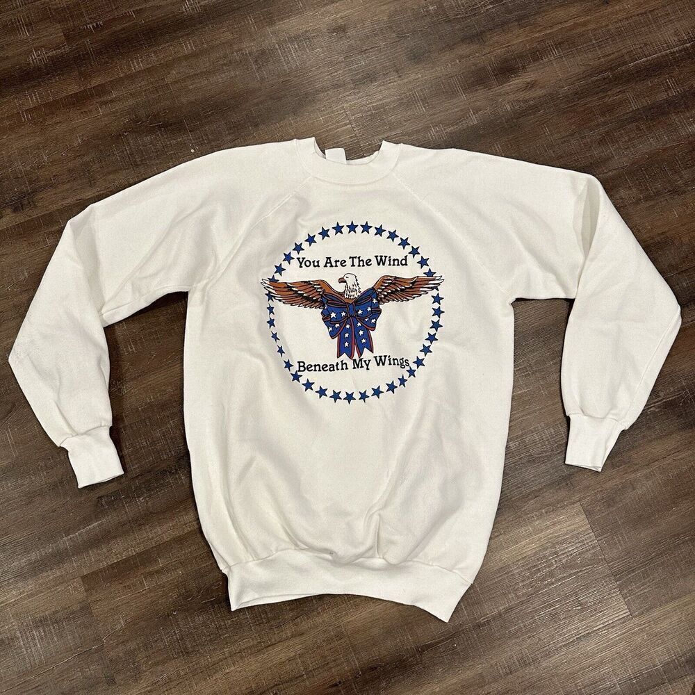Vintage 90’s Graphic Sweatshirt Size XL Wind Beneath My Wings Bald Eagle Grandpa